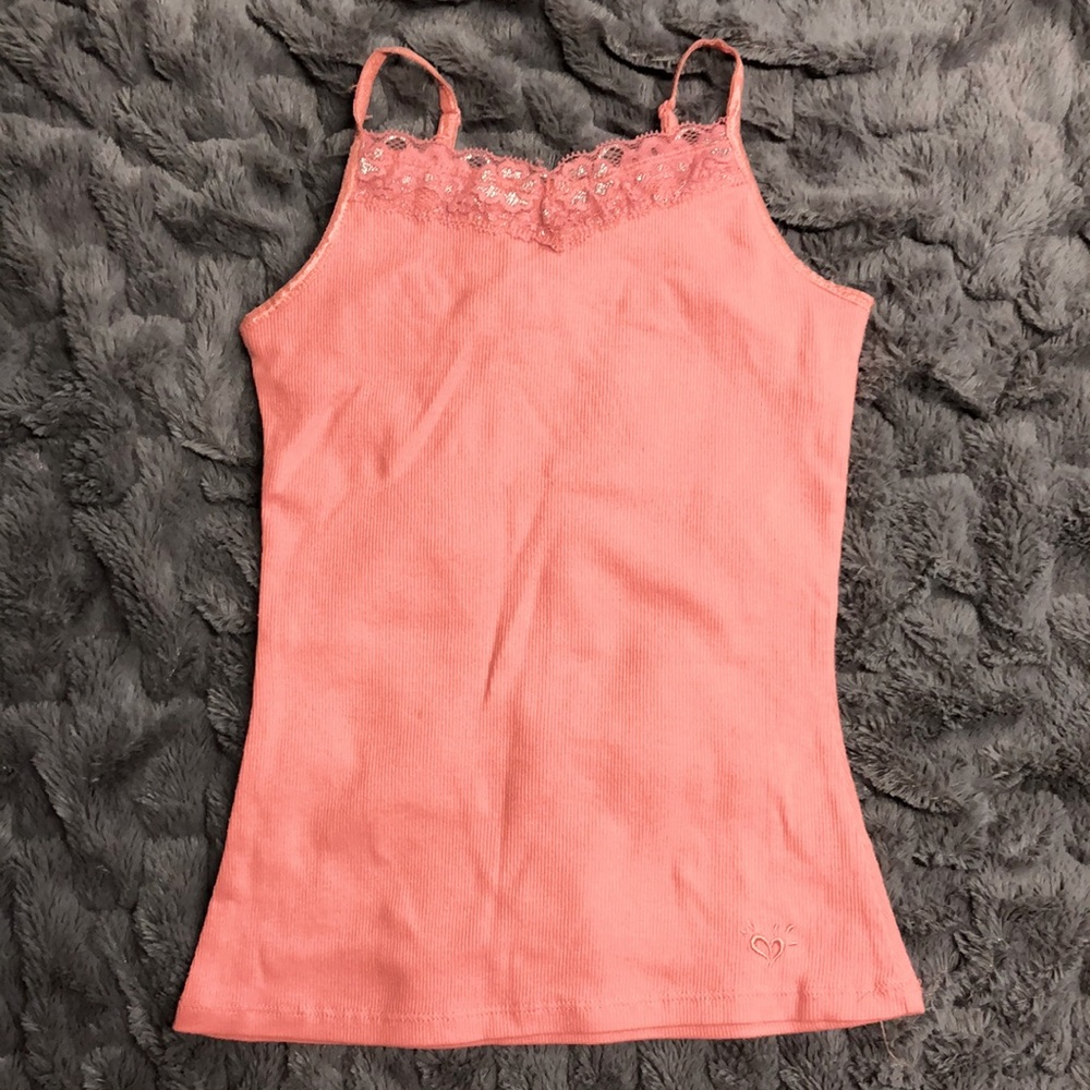 Justice Pink Built-in-Bra Spaghetti Strap Tank Top